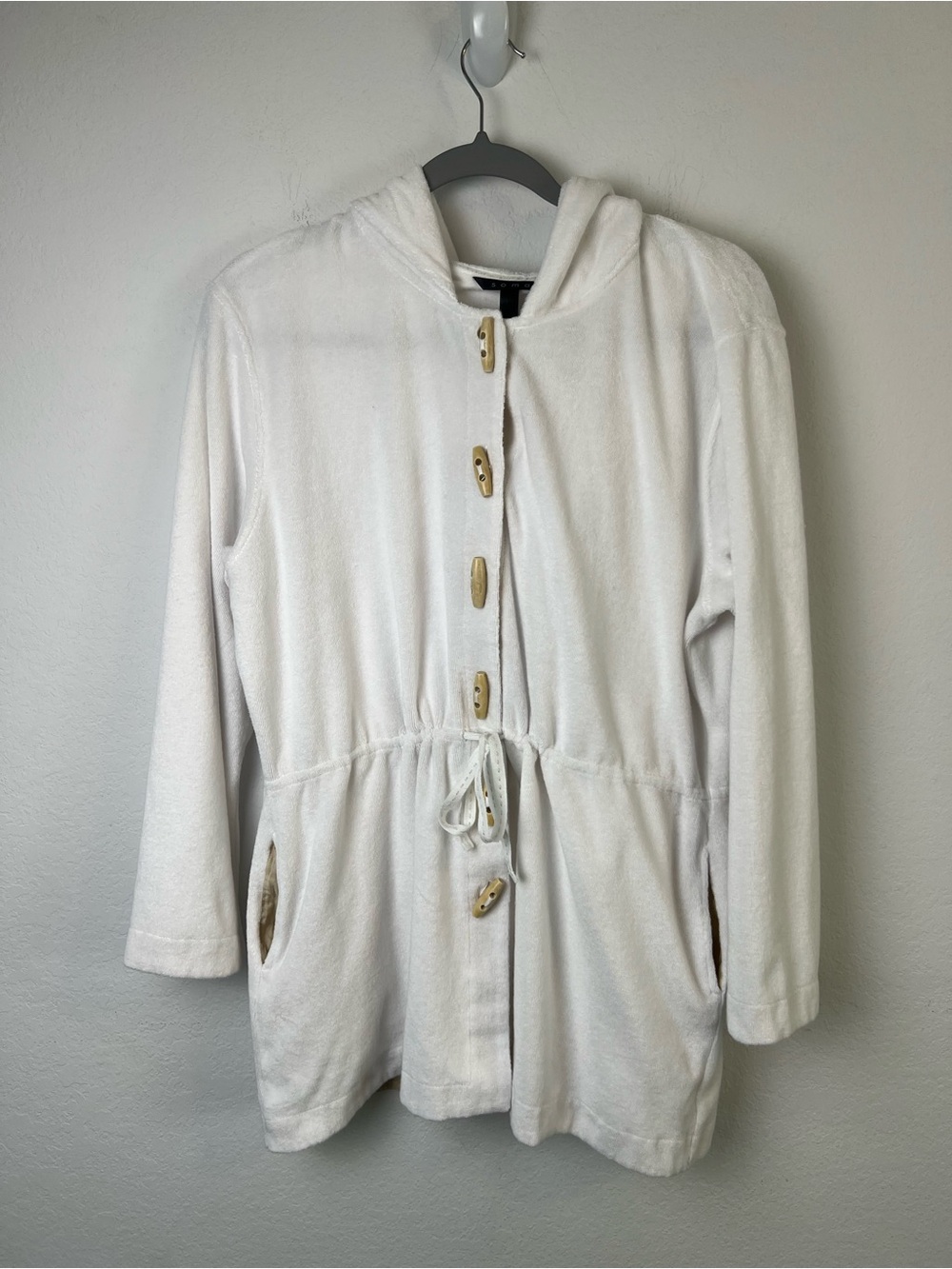 Soma Terry Cloth Toggle Button Hoodie Beach Coverup Robe Beach Vacation Resort